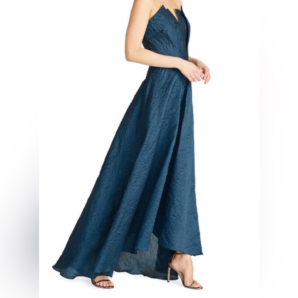 Theia Strapless High-Low Jacquard Gown - Picture 3 of 6